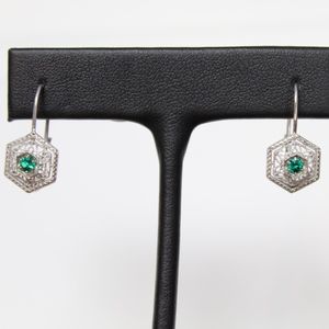 14KW Antique Emerald Earrings